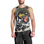 Collingwood Magpies Men Tank Top Aboriginal Dot Pattern - Football Mascot Heritage Pride