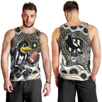 Collingwood Magpies Men Tank Top Aboriginal Dot Pattern - Football Mascot Heritage Pride