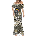 Collingwood Magpies Mermaid Dress Aboriginal Dot Pattern - Football Mascot Heritage Pride