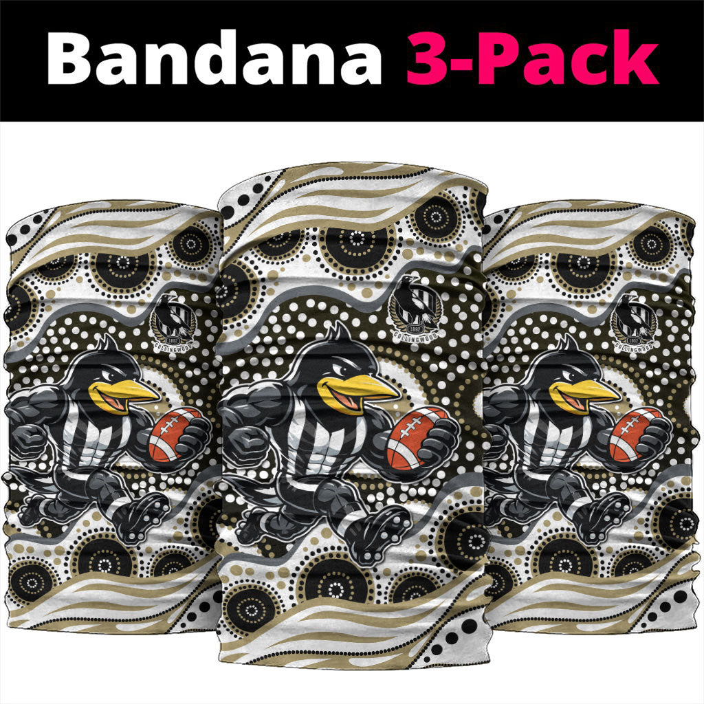 Collingwood Magpies Neck Gaiter Aboriginal Dot Pattern - Football Mascot Heritage Pride