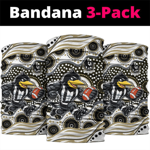 Collingwood Magpies Neck Gaiter Aboriginal Dot Pattern - Football Mascot Heritage Pride