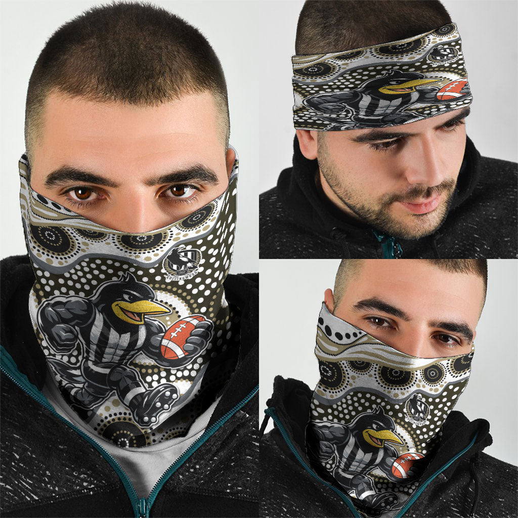 Collingwood Magpies Neck Gaiter Aboriginal Dot Pattern - Football Mascot Heritage Pride