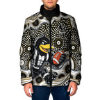 Collingwood Magpies Padded Jacket Aboriginal Dot Pattern - Football Mascot Heritage Pride