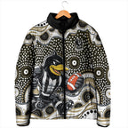 Collingwood Magpies Padded Jacket Aboriginal Dot Pattern - Football Mascot Heritage Pride