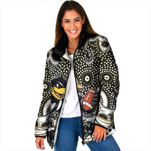 Collingwood Magpies Padded Jacket Aboriginal Dot Pattern - Football Mascot Heritage Pride