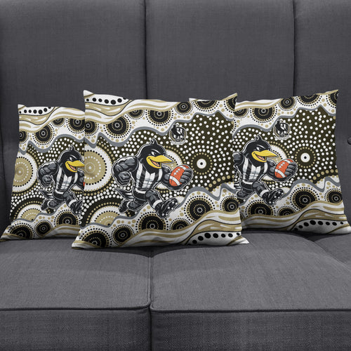 Collingwood Magpies Pillow Cover Aboriginal Dot Pattern - Football Mascot Heritage Pride