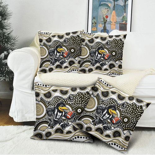 Collingwood Magpies Pillow Cover Aboriginal Dot Pattern - Football Mascot Heritage Pride
