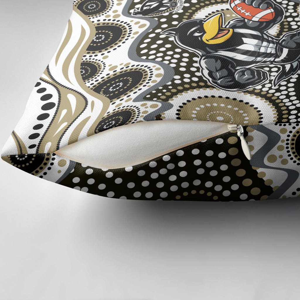 Collingwood Magpies Pillow Cover Aboriginal Dot Pattern - Football Mascot Heritage Pride