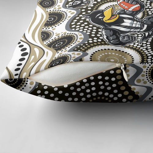 Collingwood Magpies Pillow Cover Aboriginal Dot Pattern - Football Mascot Heritage Pride