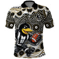 Collingwood Magpies Polo Shirt Aboriginal Dot Pattern - Football Mascot Heritage Pride