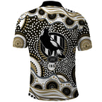 Collingwood Magpies Polo Shirt Aboriginal Dot Pattern - Football Mascot Heritage Pride