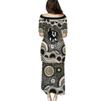 Collingwood Magpies Puletasi Aboriginal Dot Pattern - Football Mascot Heritage Pride