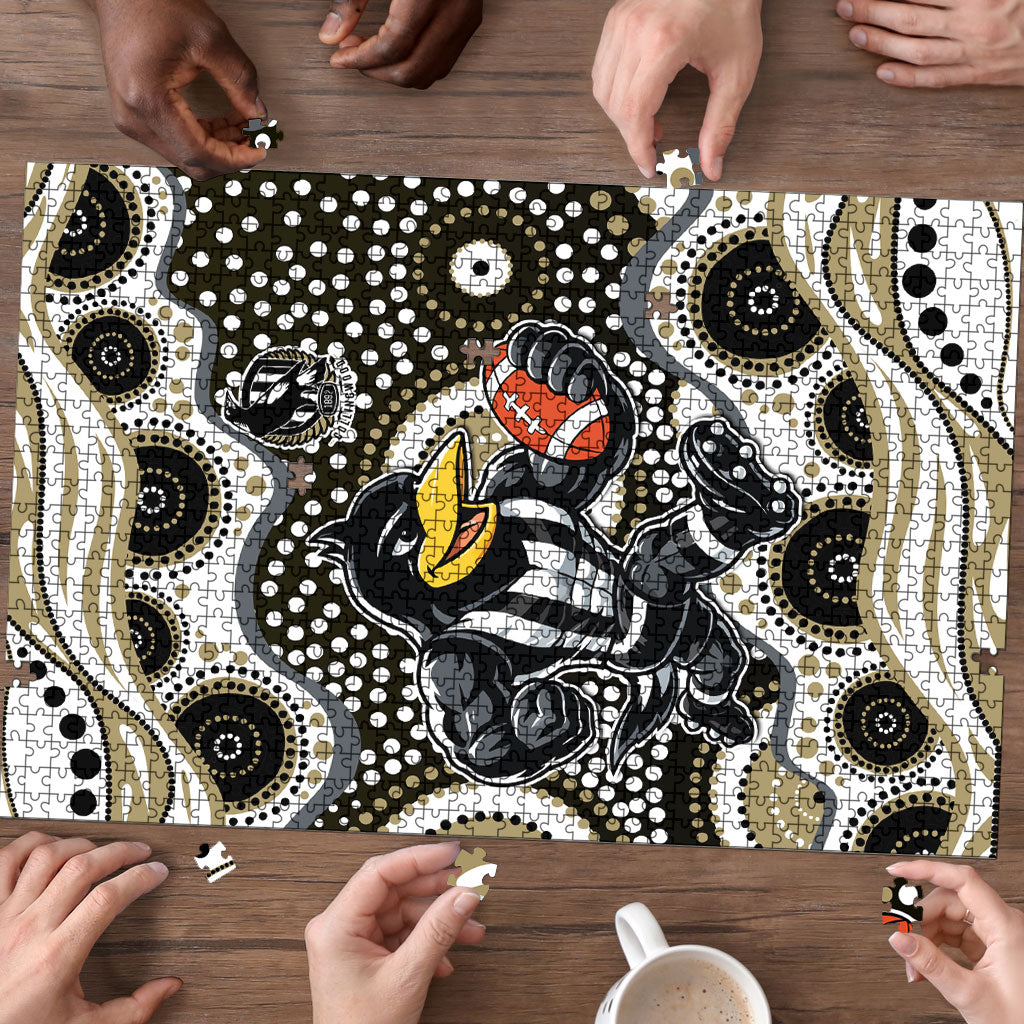 Collingwood Magpies Puzzle Aboriginal Dot Pattern - Football Mascot Heritage Pride