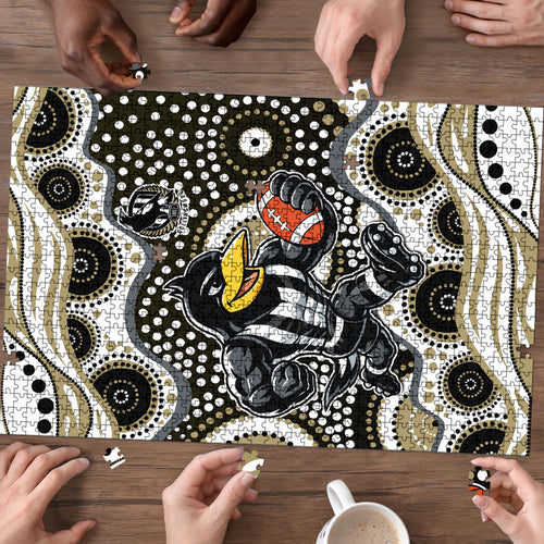 Collingwood Magpies Puzzle Aboriginal Dot Pattern - Football Mascot Heritage Pride