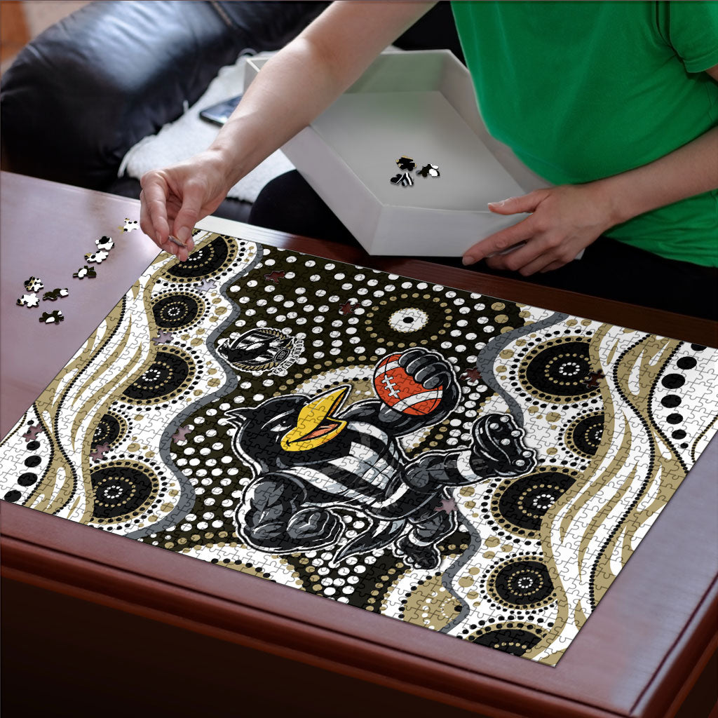 Collingwood Magpies Puzzle Aboriginal Dot Pattern - Football Mascot Heritage Pride