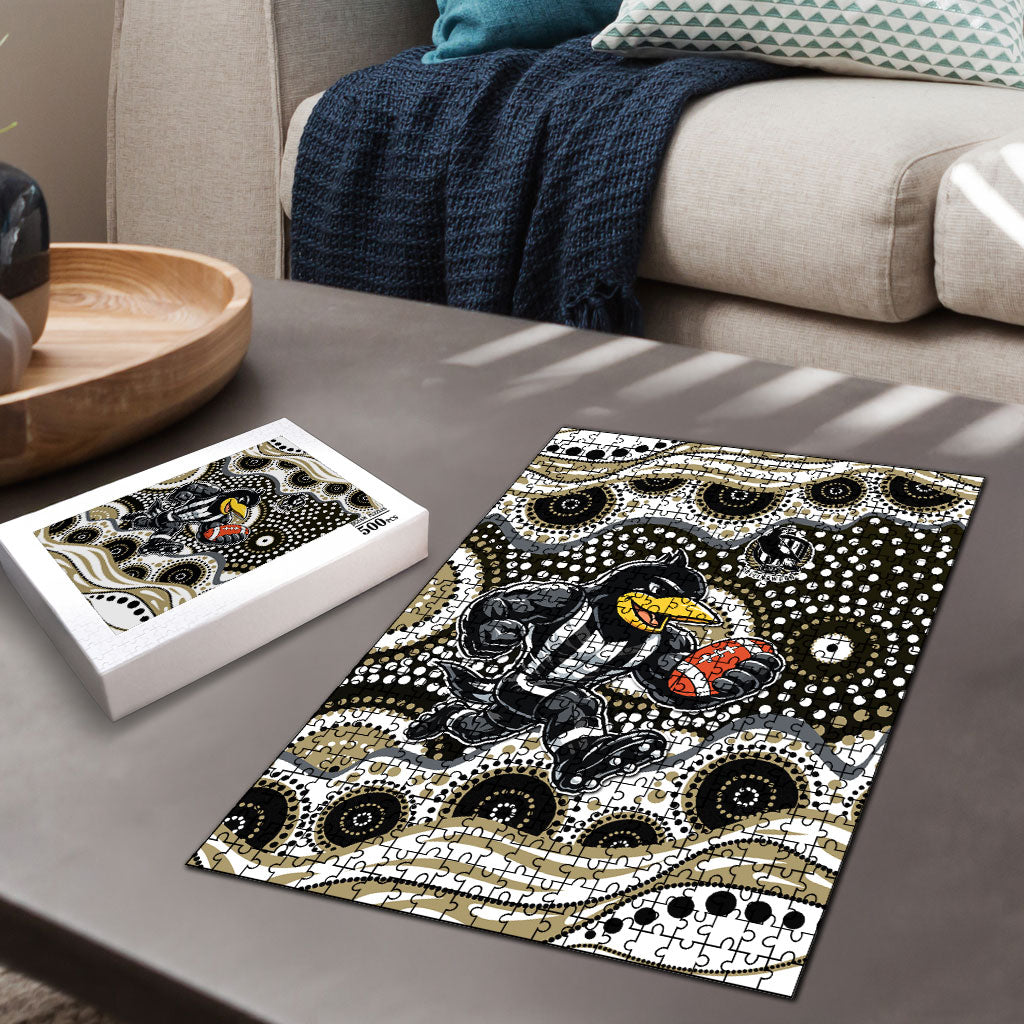 Collingwood Magpies Puzzle Aboriginal Dot Pattern - Football Mascot Heritage Pride
