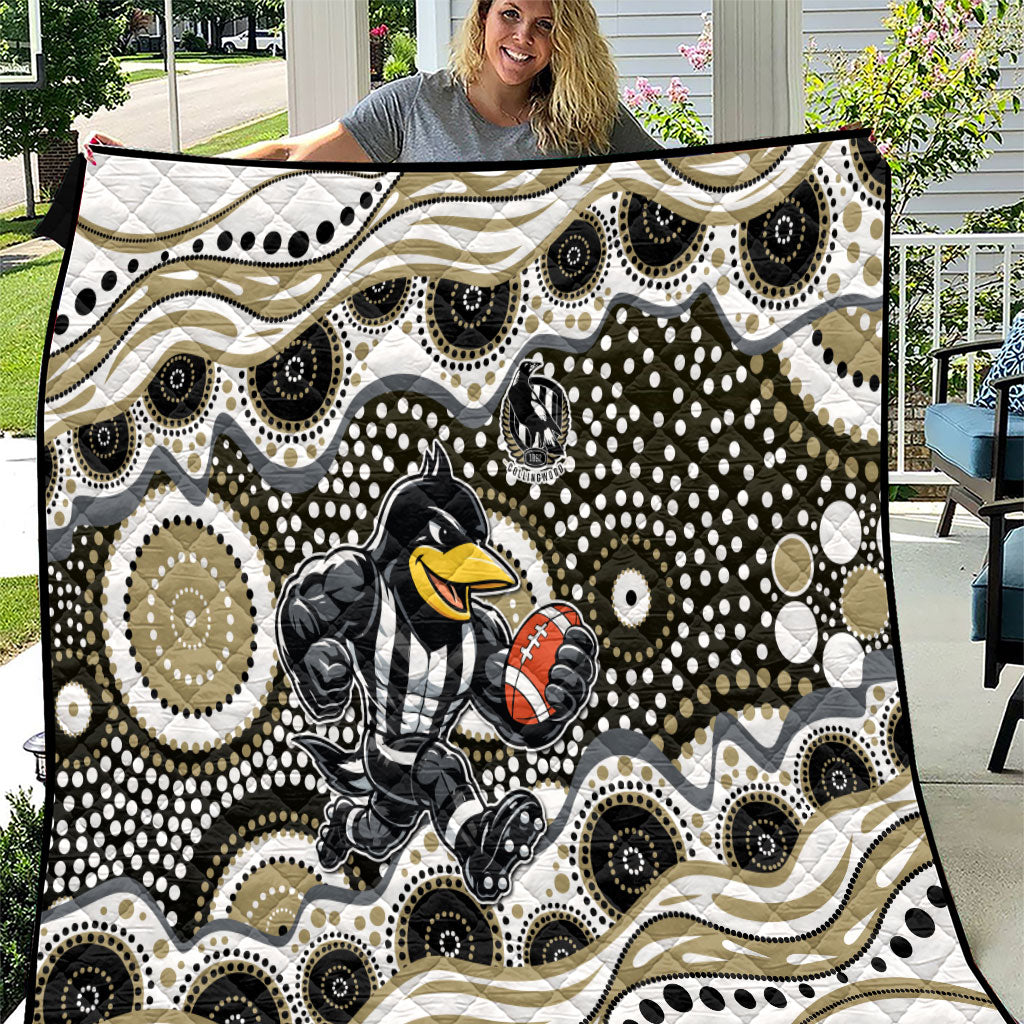 Collingwood Magpies Quilt Aboriginal Dot Pattern - Football Mascot Heritage Pride