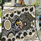 Collingwood Magpies Quilt Aboriginal Dot Pattern - Football Mascot Heritage Pride