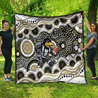 Collingwood Magpies Quilt Aboriginal Dot Pattern - Football Mascot Heritage Pride