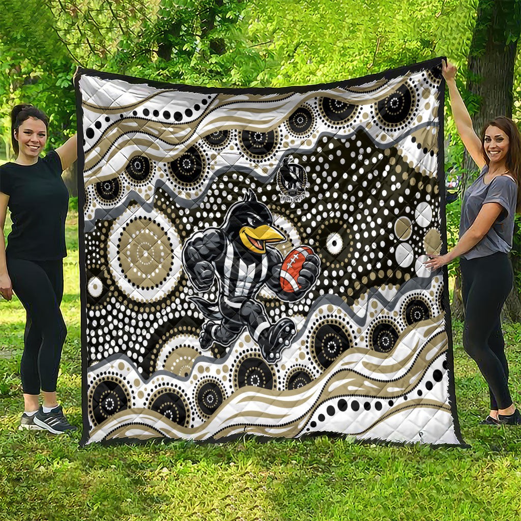 Collingwood Magpies Quilt Aboriginal Dot Pattern - Football Mascot Heritage Pride