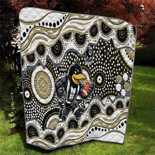 Collingwood Magpies Quilt Aboriginal Dot Pattern - Football Mascot Heritage Pride