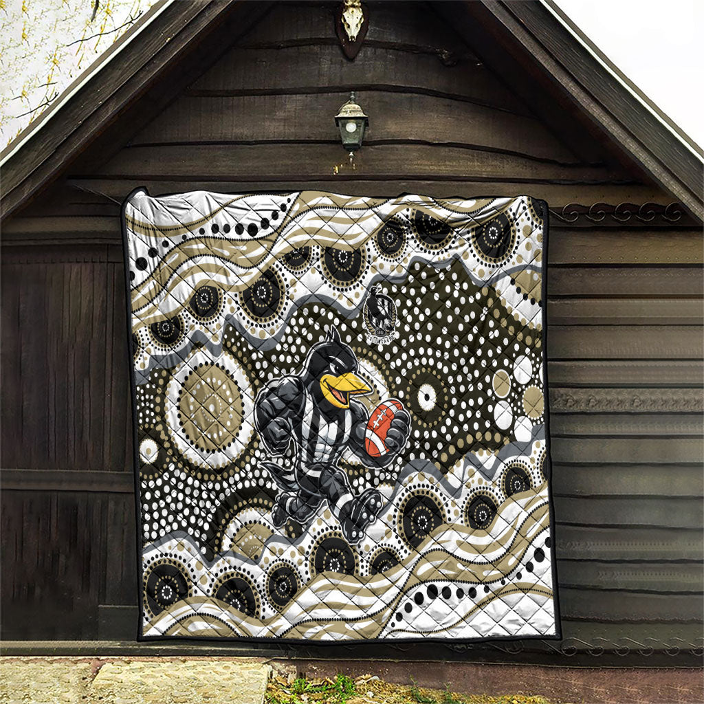 Collingwood Magpies Quilt Aboriginal Dot Pattern - Football Mascot Heritage Pride