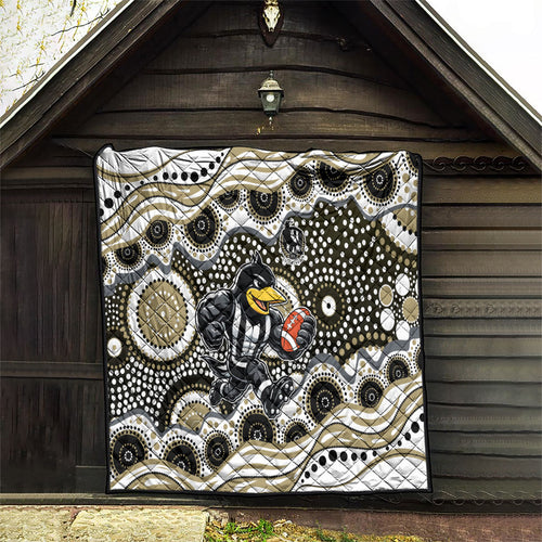 Collingwood Magpies Quilt Aboriginal Dot Pattern - Football Mascot Heritage Pride