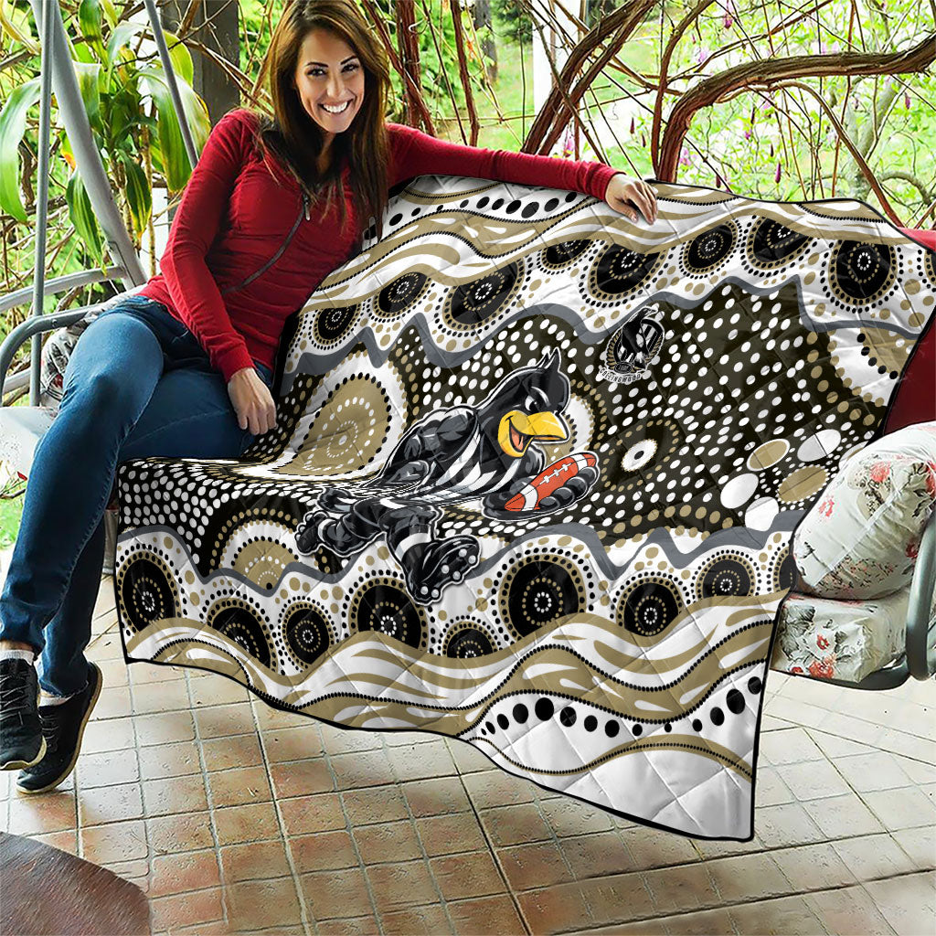 Collingwood Magpies Quilt Aboriginal Dot Pattern - Football Mascot Heritage Pride