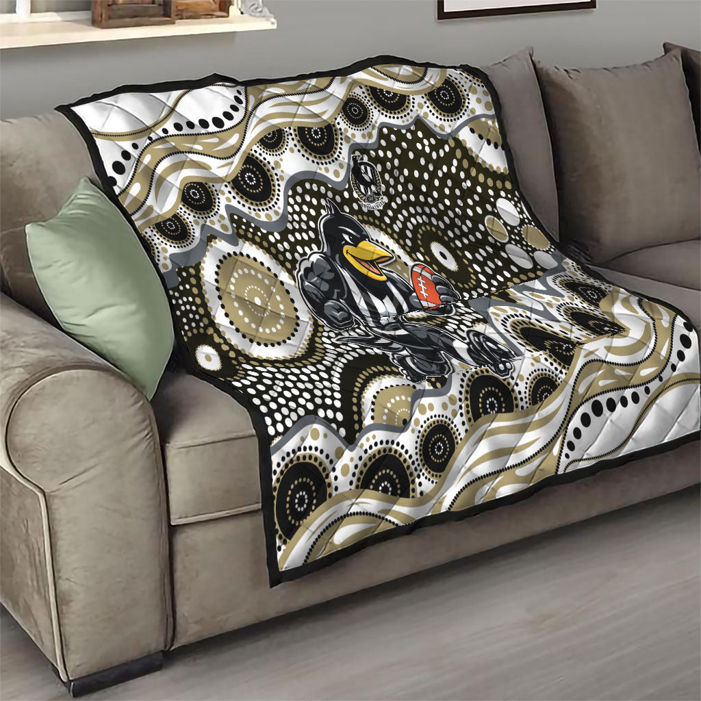 Collingwood Magpies Quilt Aboriginal Dot Pattern - Football Mascot Heritage Pride