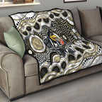 Collingwood Magpies Quilt Aboriginal Dot Pattern - Football Mascot Heritage Pride