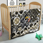Collingwood Magpies Quilt Aboriginal Dot Pattern - Football Mascot Heritage Pride