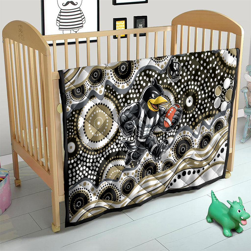 Collingwood Magpies Quilt Aboriginal Dot Pattern - Football Mascot Heritage Pride