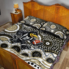 Collingwood Magpies Quilt Bed Set Aboriginal Dot Pattern - Football Mascot Heritage Pride