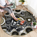 Collingwood Magpies Round Carpet Aboriginal Dot Pattern - Football Mascot Heritage Pride