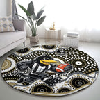 Collingwood Magpies Round Carpet Aboriginal Dot Pattern - Football Mascot Heritage Pride