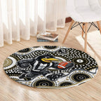 Collingwood Magpies Round Carpet Aboriginal Dot Pattern - Football Mascot Heritage Pride
