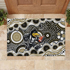 Collingwood Magpies Rubber Doormat Aboriginal Dot Pattern - Football Mascot Heritage Pride