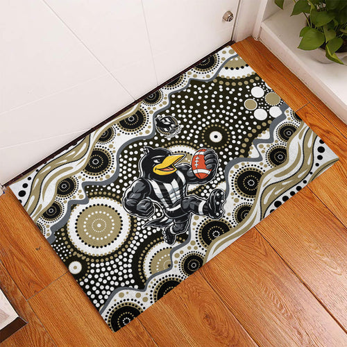 Collingwood Magpies Rubber Doormat Aboriginal Dot Pattern - Football Mascot Heritage Pride