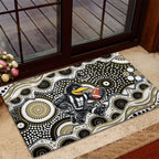 Collingwood Magpies Rubber Doormat Aboriginal Dot Pattern - Football Mascot Heritage Pride