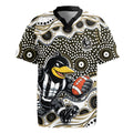 Collingwood Magpies Rugby Jersey Aboriginal Dot Pattern - Football Mascot Heritage Pride