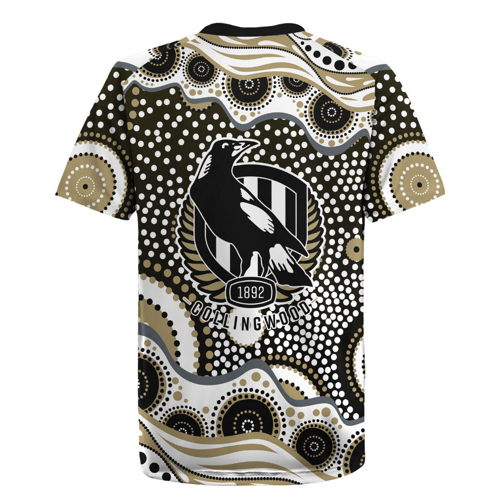 Collingwood Magpies Rugby Jersey Aboriginal Dot Pattern - Football Mascot Heritage Pride