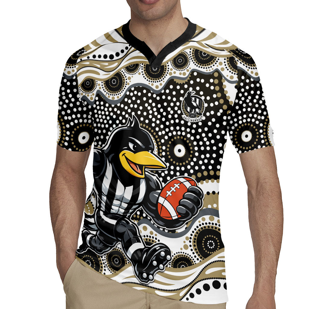 Collingwood Magpies Rugby Jersey Aboriginal Dot Pattern - Football Mascot Heritage Pride