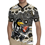 Collingwood Magpies Rugby Jersey Aboriginal Dot Pattern - Football Mascot Heritage Pride