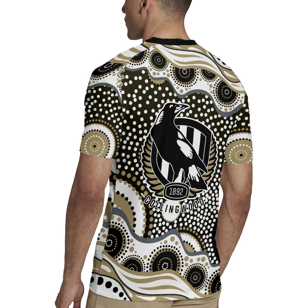 Collingwood Magpies Rugby Jersey Aboriginal Dot Pattern - Football Mascot Heritage Pride