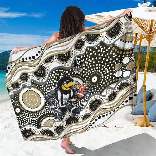 Collingwood Magpies Sarong Aboriginal Dot Pattern - Football Mascot Heritage Pride