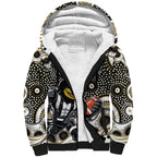 Collingwood Magpies Sherpa Hoodie Aboriginal Dot Pattern - Football Mascot Heritage Pride
