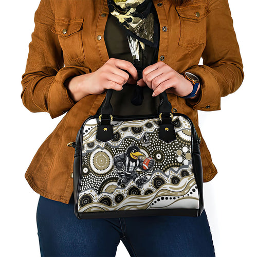 Collingwood Magpies Shoulder Handbag Aboriginal Dot Pattern - Football Mascot Heritage Pride