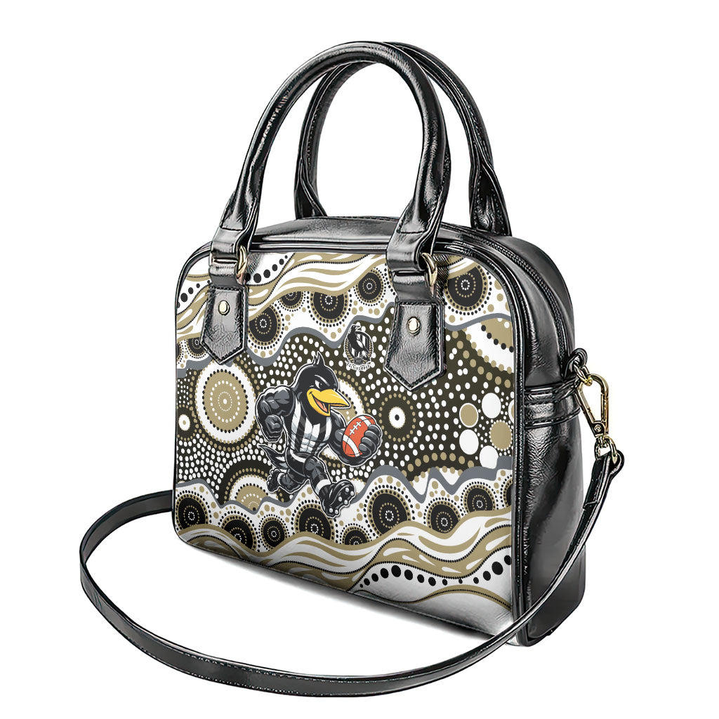 Collingwood Magpies Shoulder Handbag Aboriginal Dot Pattern - Football Mascot Heritage Pride