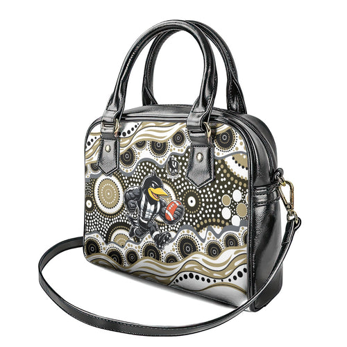 Collingwood Magpies Shoulder Handbag Aboriginal Dot Pattern - Football Mascot Heritage Pride
