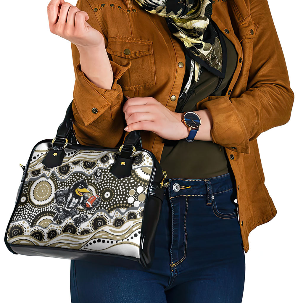 Collingwood Magpies Shoulder Handbag Aboriginal Dot Pattern - Football Mascot Heritage Pride